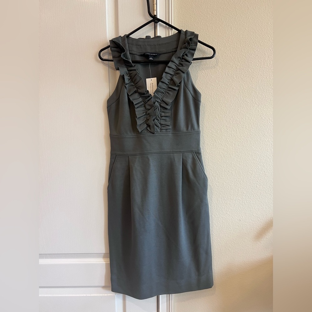 Banana Republic Elegant Gray Ruffle Dress